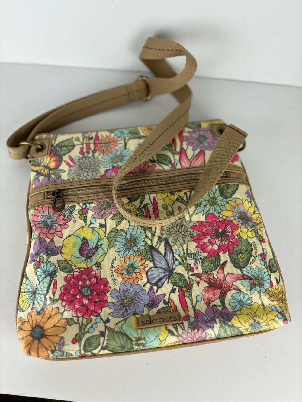 Sakroots Crossbody Bag-Colorful Floral Print-EUC
